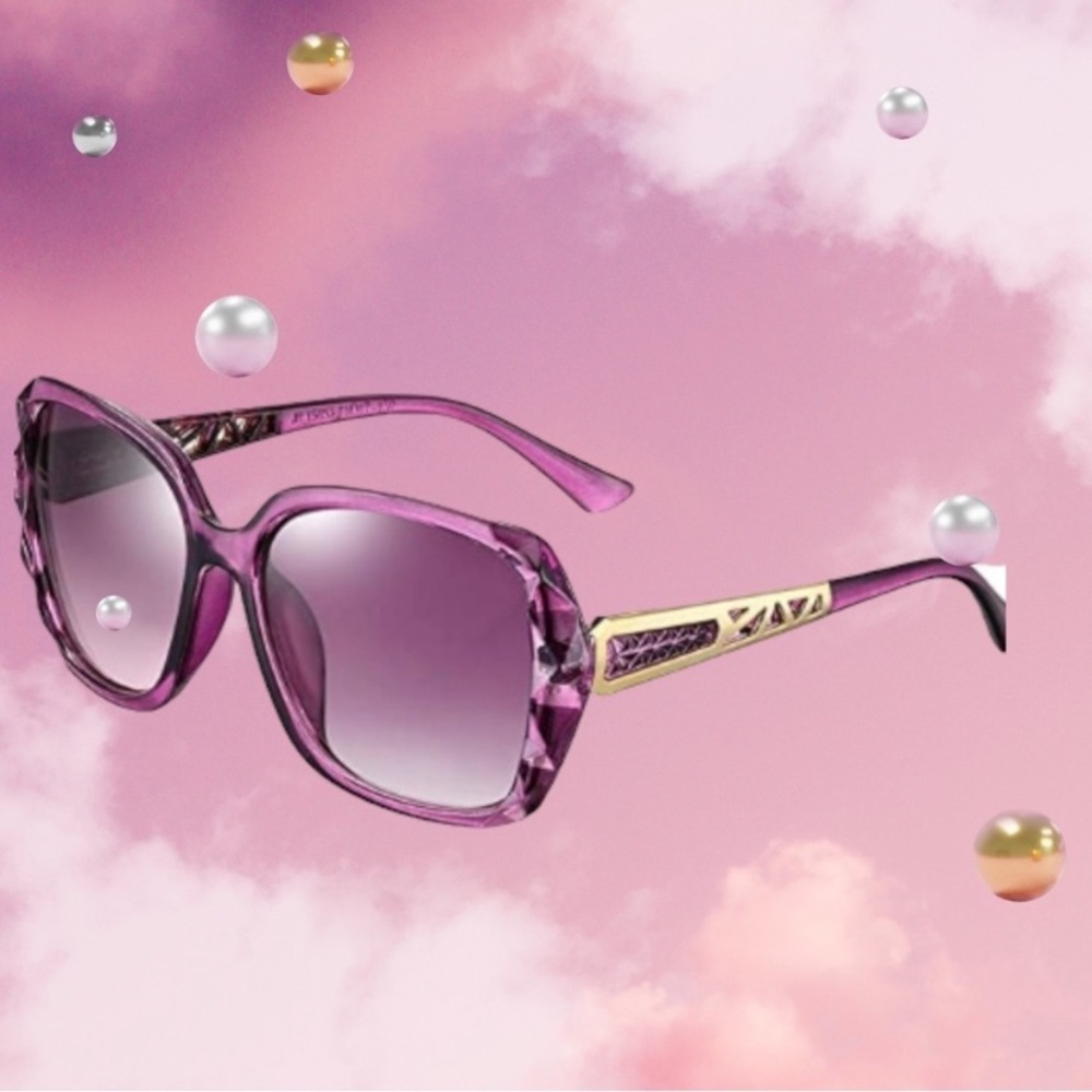 - - Oversized Women Sparkling Frame Classic Polarized Square Sunglasses